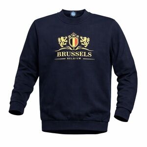 NWOT Brussels Belgium Men’s Navy Crewneck Sweatshirt Embroidered Size M​​​​​